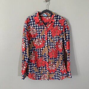 NWOT J. McLaughlin bold floral collared long sleeve button down shirt top blouse